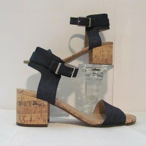 Unisa Denim Ankle Sandal  Open Toe Block Heel 10 M
